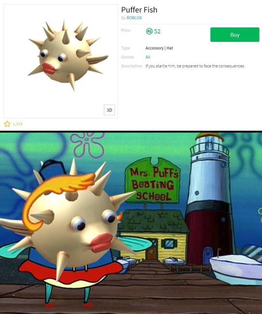 The roblox puffer fish reminds me of someone 🤔