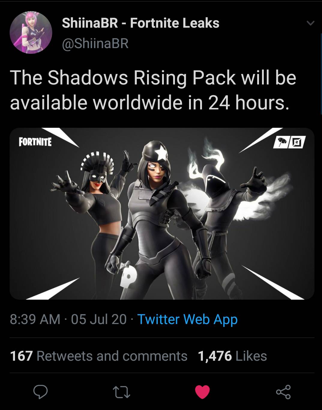 The Shadow Rising Pack should be available tommorow! Via @ShiinaBR ...
