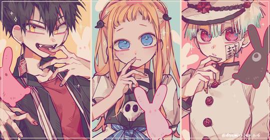 The trio but with swapped hair and eyes *CREDIT TO @kipll_bobo on twitter!