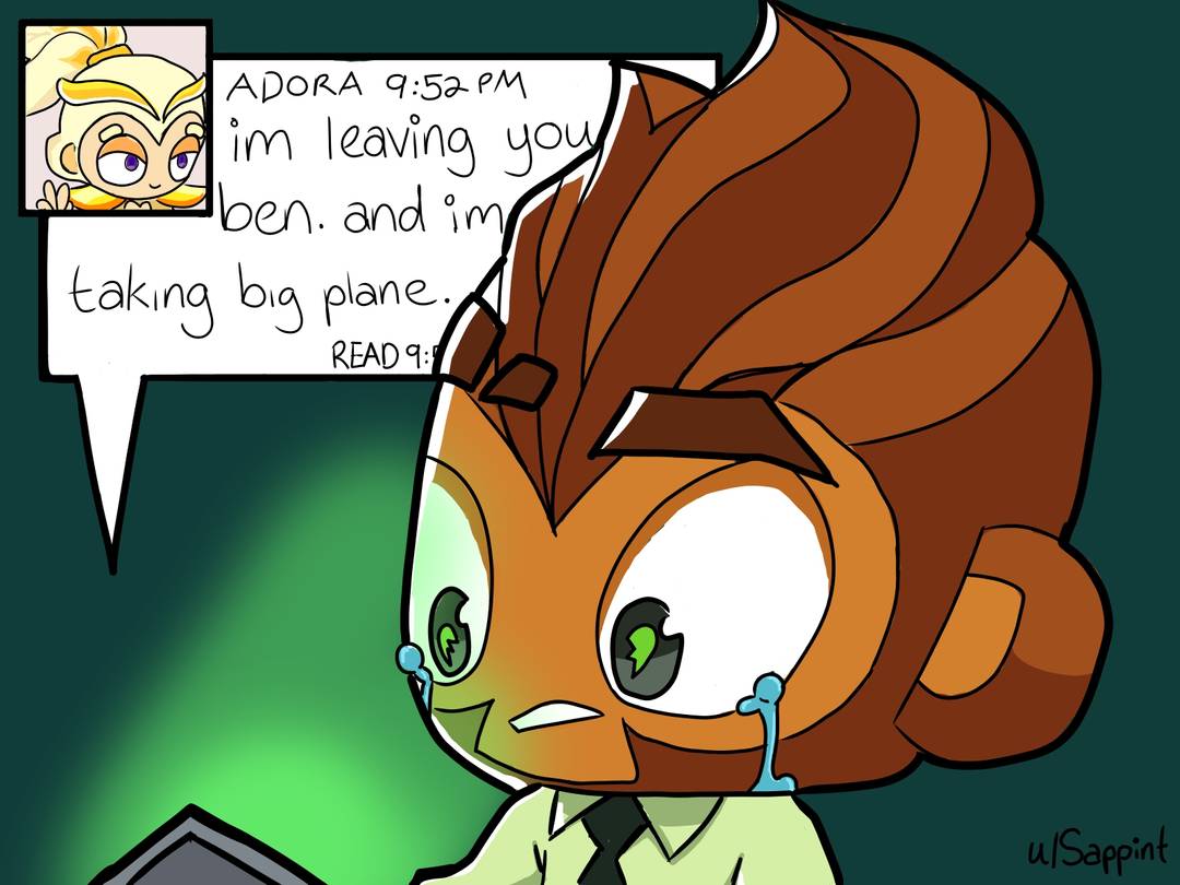the ultimate betrayal... adora leaves ben, taking big plane with her.