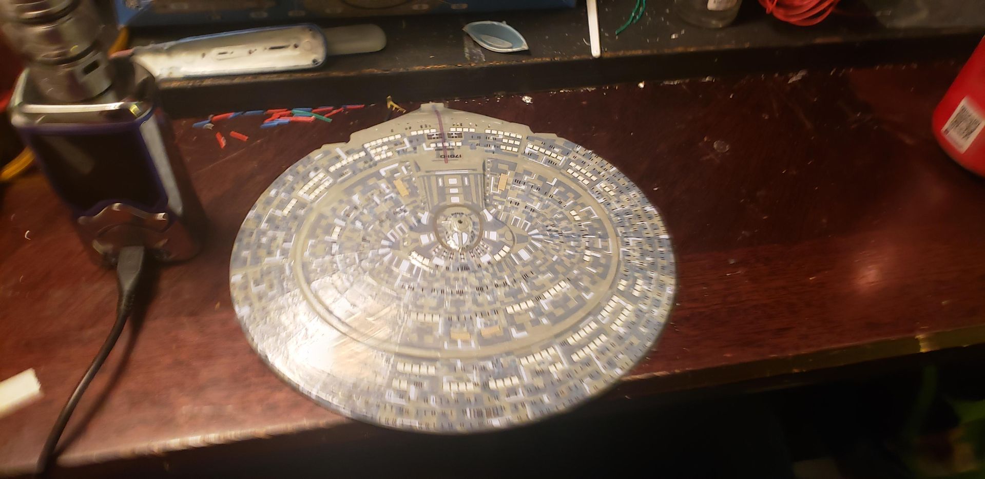 The upper hull of the Enterprise D with decals