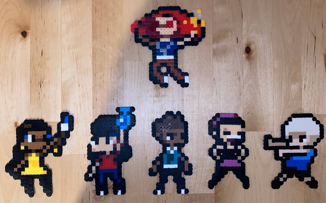 The whole team in Perler beads (made by reversechannel on Twitter)