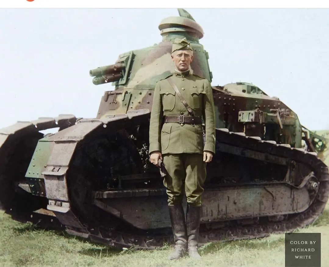 Colonel Patton Then Lt. Colonel George S. Patton standing in front of a Renault FT-17 ...