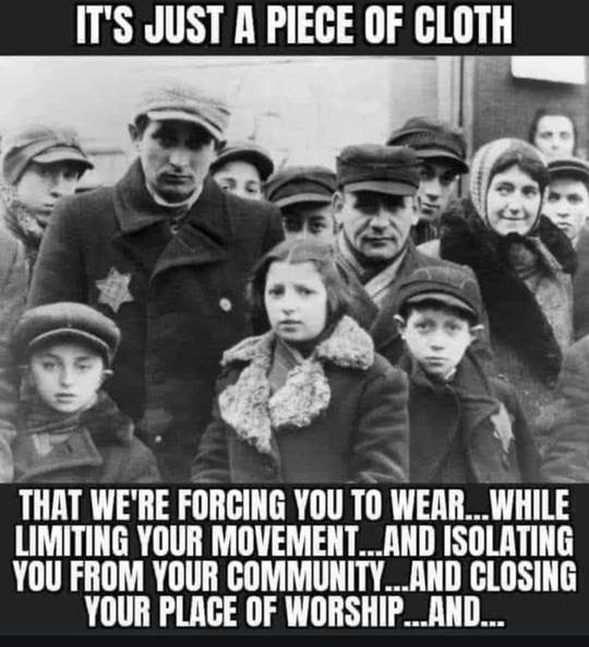There’s a short list of things that okay to compare to the Holocaust. Face masks are not one of them.