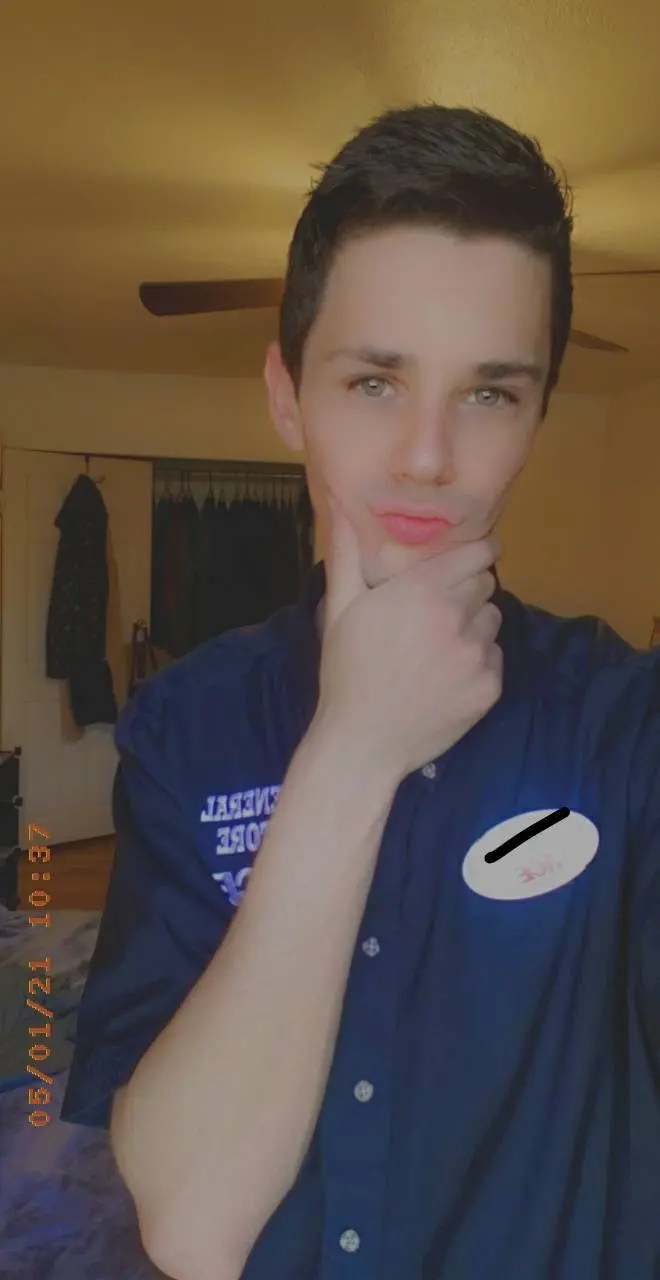 This boy really wants to try some makeup.