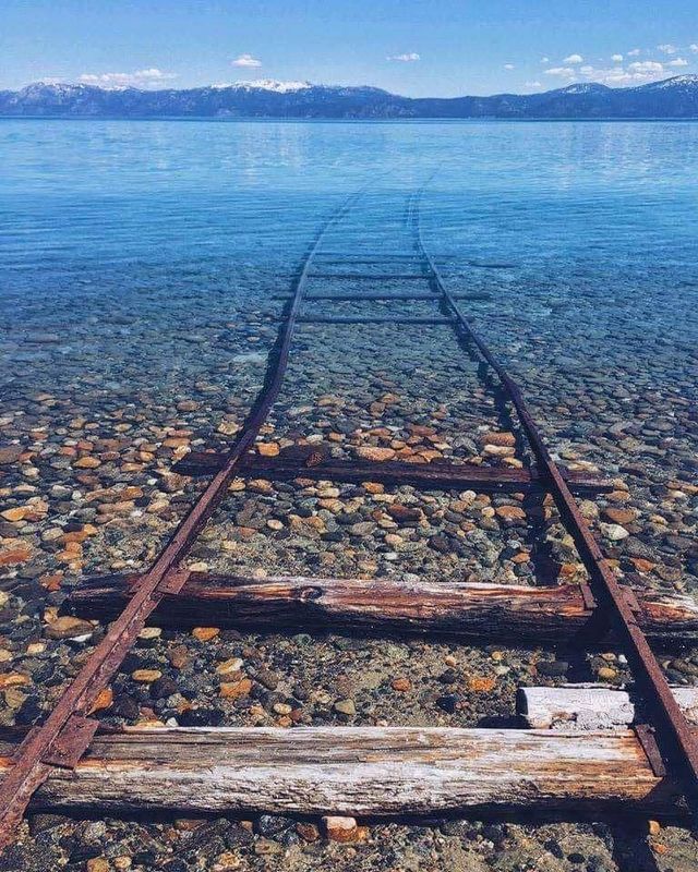 Train tracks in Lake Tahoe, CA.