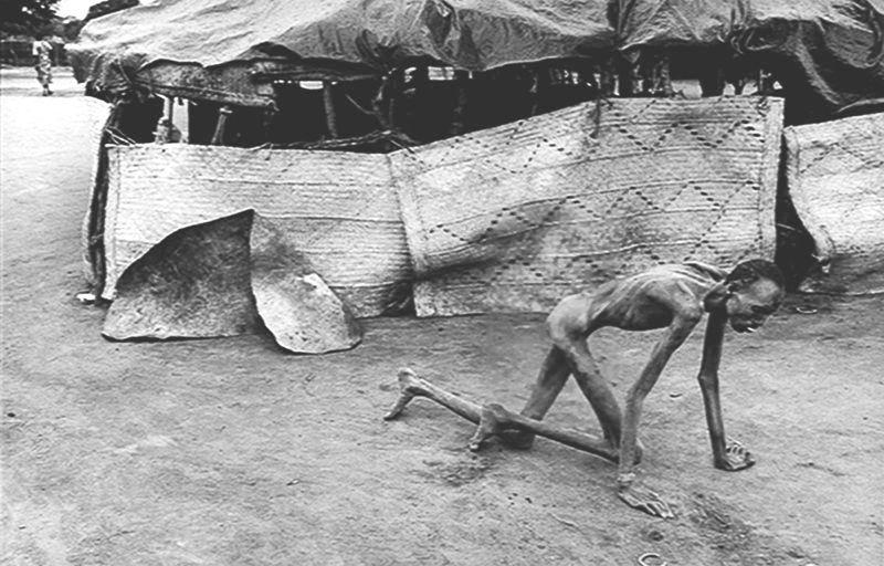 This was a photo taken by Kevin Carter of a poor soul suffering during the Sudan famine. Some say the disturbing nature of his photos is what led him to end his own life in 1993.