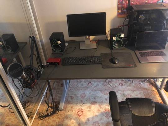 Tips on making an audio interface look a lot neater and tidy and also with the long XLR microphone wire ?