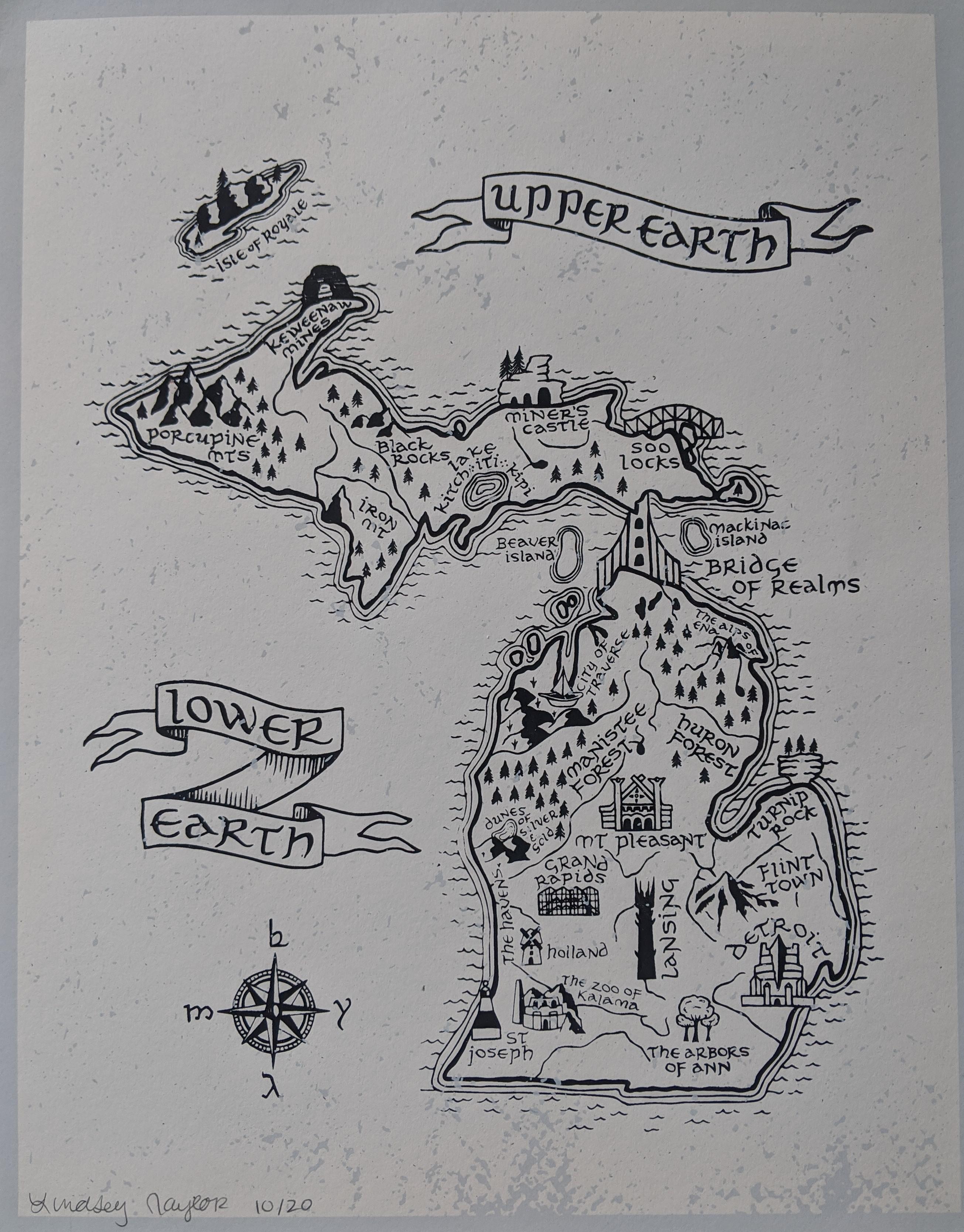 Tolkien inspired map of Michigan | Scrolller