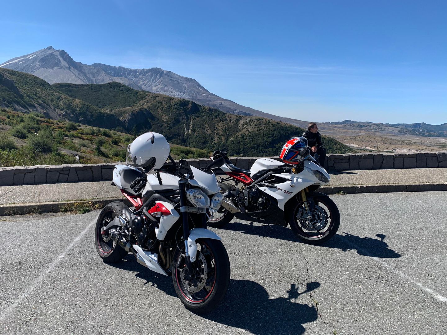 Took the pearly whites up to Mount St. Helens before the smoke rolled in!