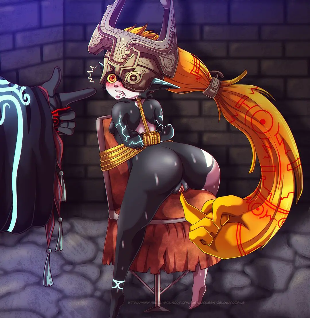 Imp Midna from The Legend of Zelda in hentai fan art featuring ahegao and thick thighs