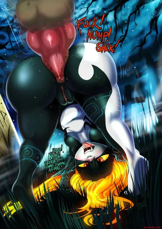 Imp Midna from The Legend of Zelda in hentai fan art featuring ahegao and thick thighs