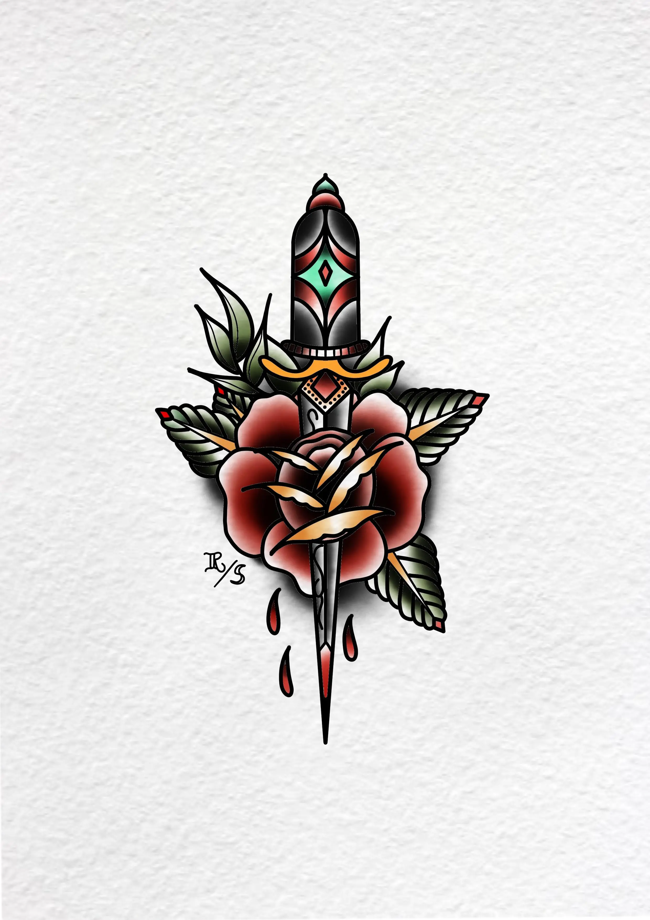 Dagger Ig Traditional dagger and rose. I’m on IG @rustyshackleferdd thanks for ...
