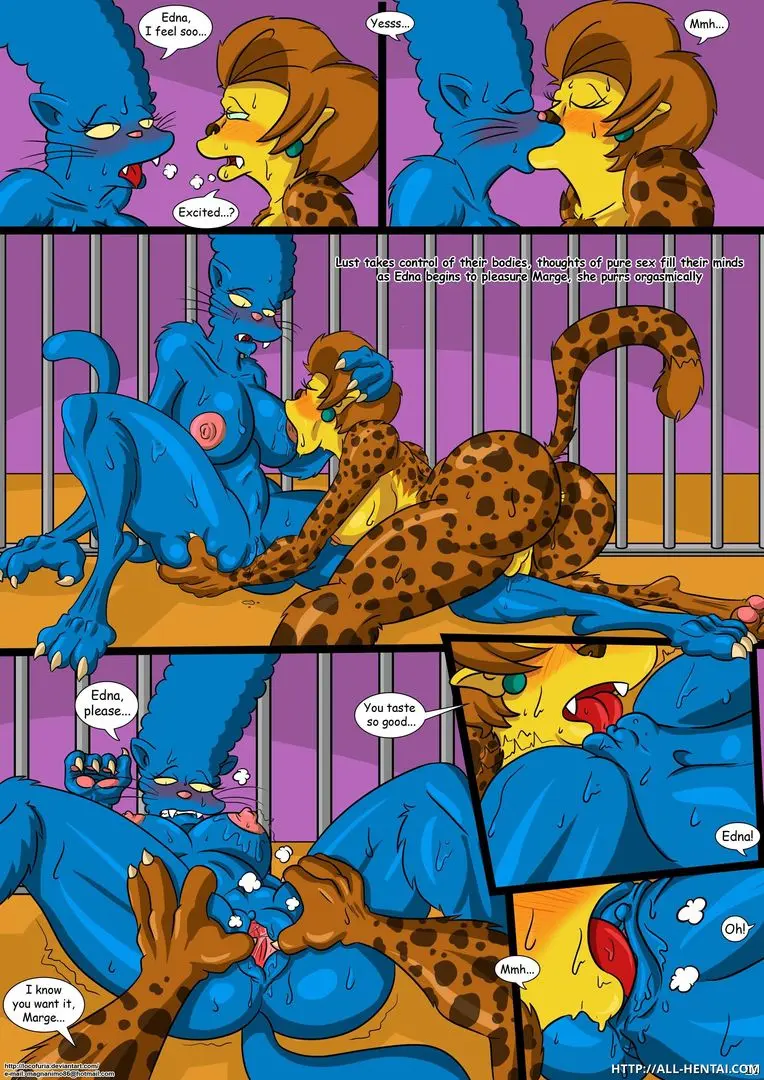 The Simpsons fan art featuring anthropomorphic transformation, breast expansion, and bondage in a laboratory.