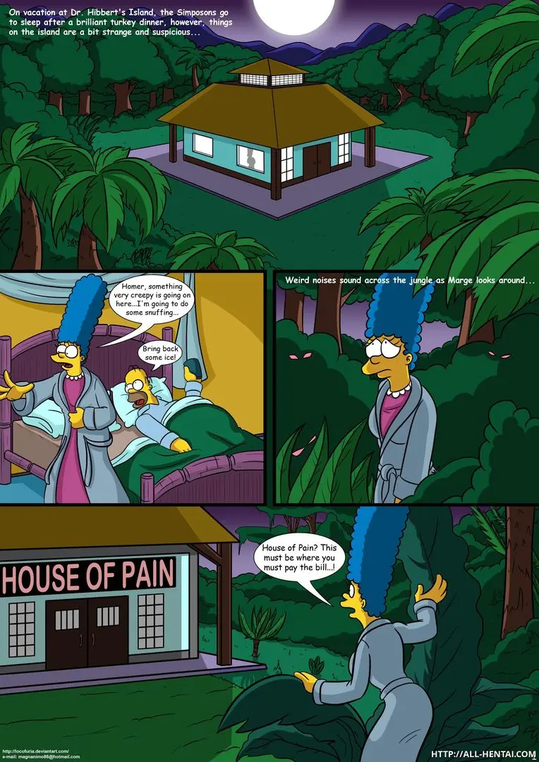 The Simpsons fan art featuring anthropomorphic transformation, breast expansion, and bondage in a laboratory.