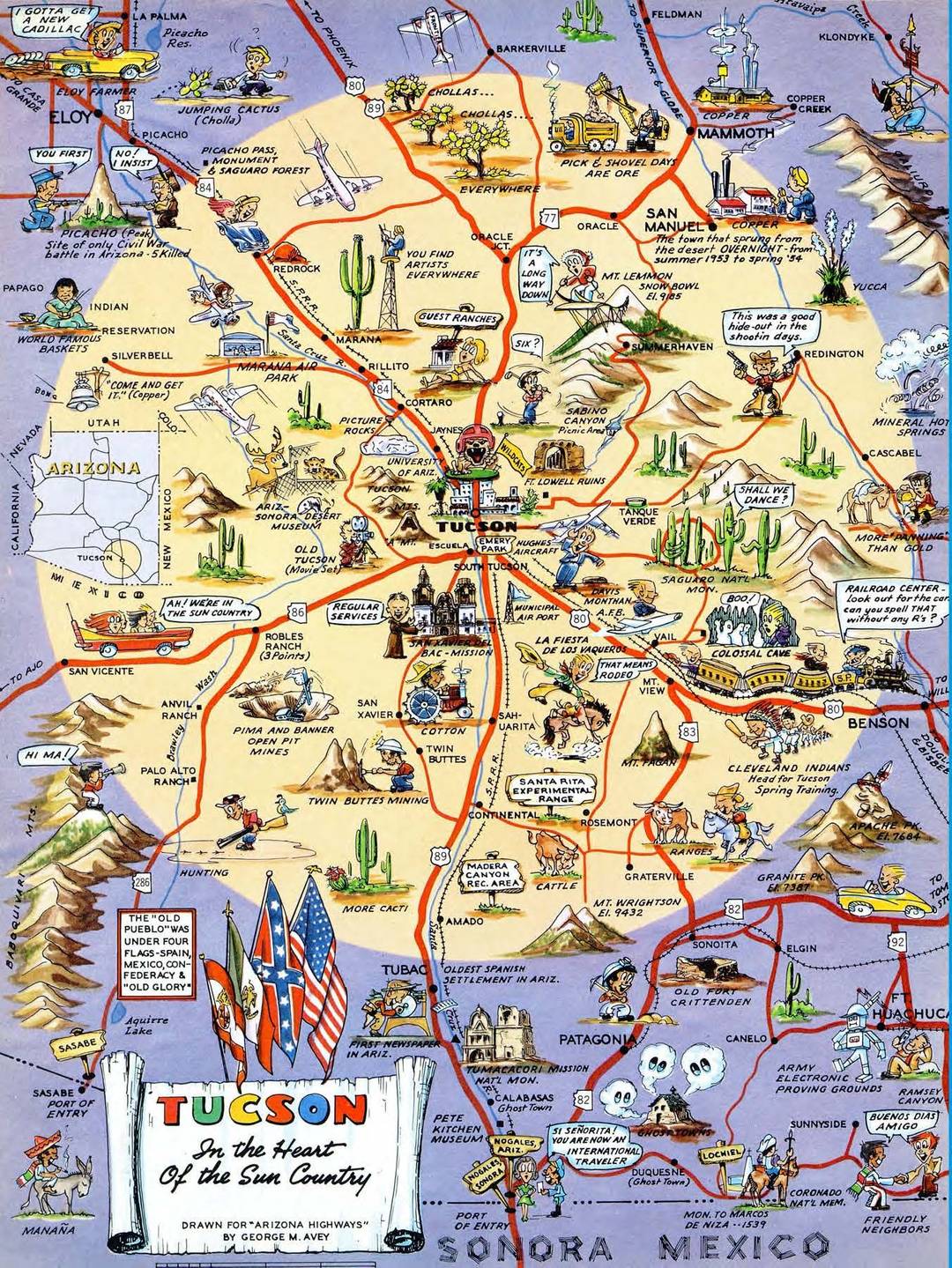Tucson Map - Arizona Highways Mar, 1965