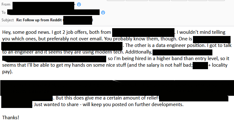 Turns out my best data science work is helping Redditors get jobs...