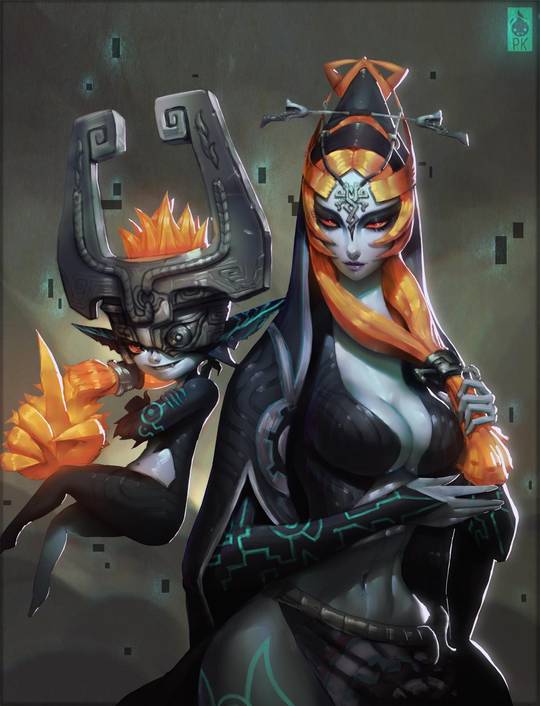 Imp Midna from The Legend of Zelda in hentai fan art featuring ahegao and thick thighs