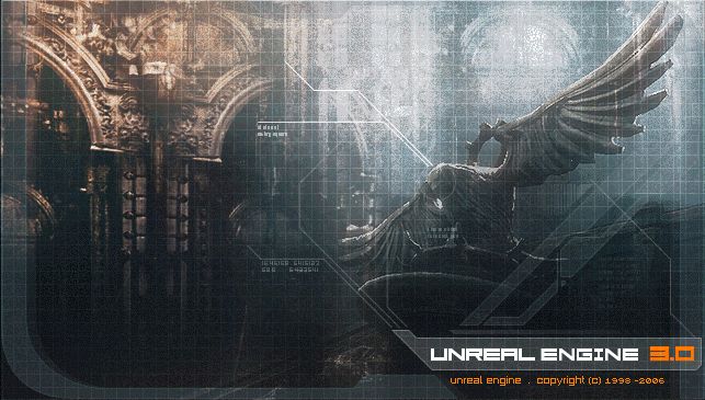 Unreal Engine splash screen from 2006. Peep the early '00s-ish edginess and techy micro-fonts style