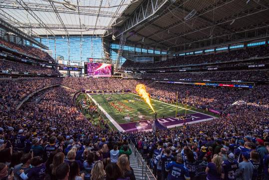 US Bank Stadium, Minneapolis, MN, Home of the Vikings. my favorite stadium in the NFL