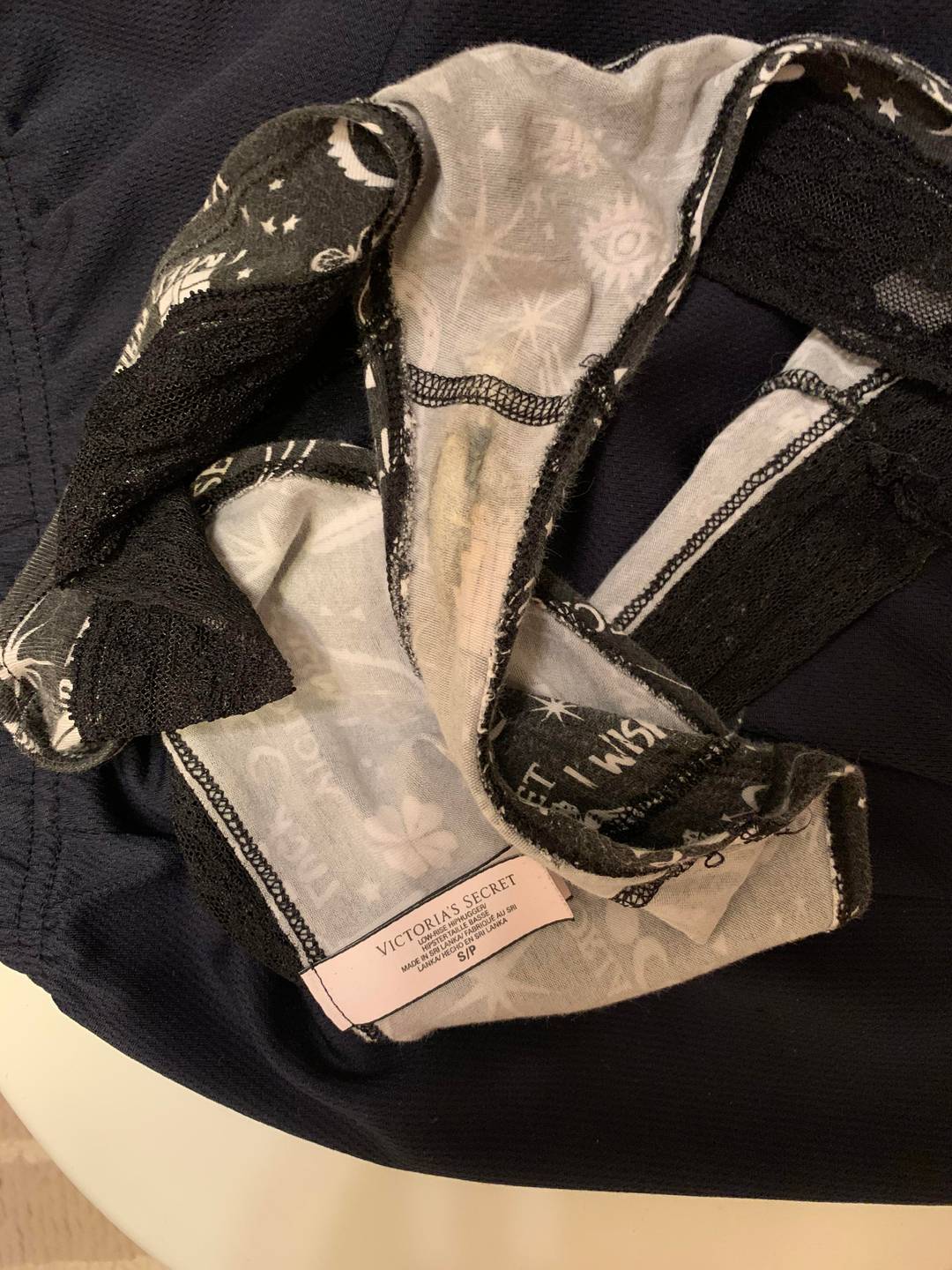 Victoria’s Secret panties covered in sweat and grool 💦 don’t they look good? ;)