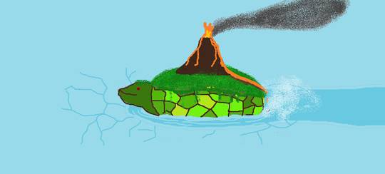 Volcano Turtle on Frozen Sea