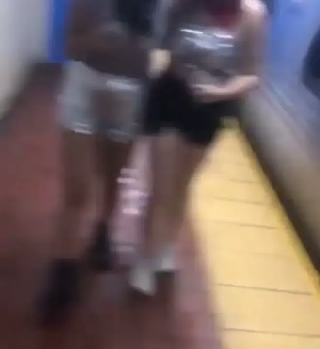 Walking close to a train