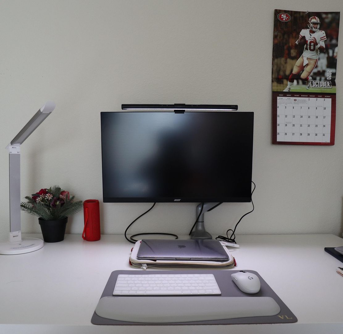 White-Themed Minimalist Desk Setup