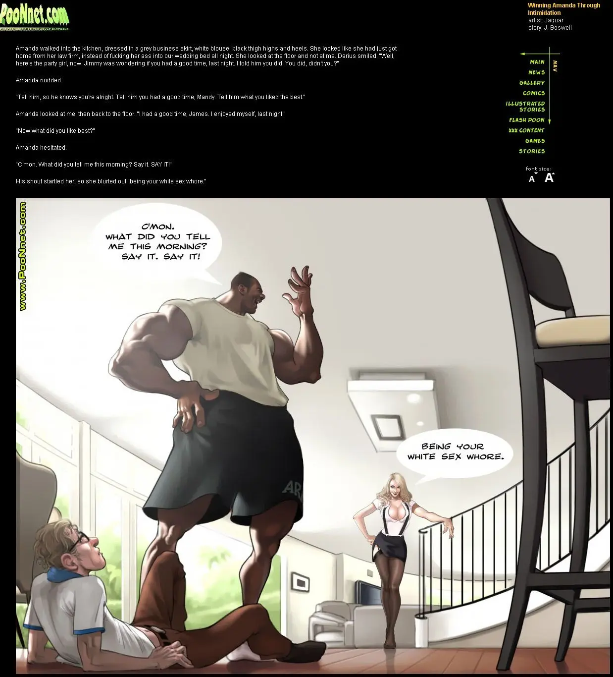 BBC interracial cuckold comic Winning Amanda Through Intimidation featuring a muscular black man and busty blonde woman