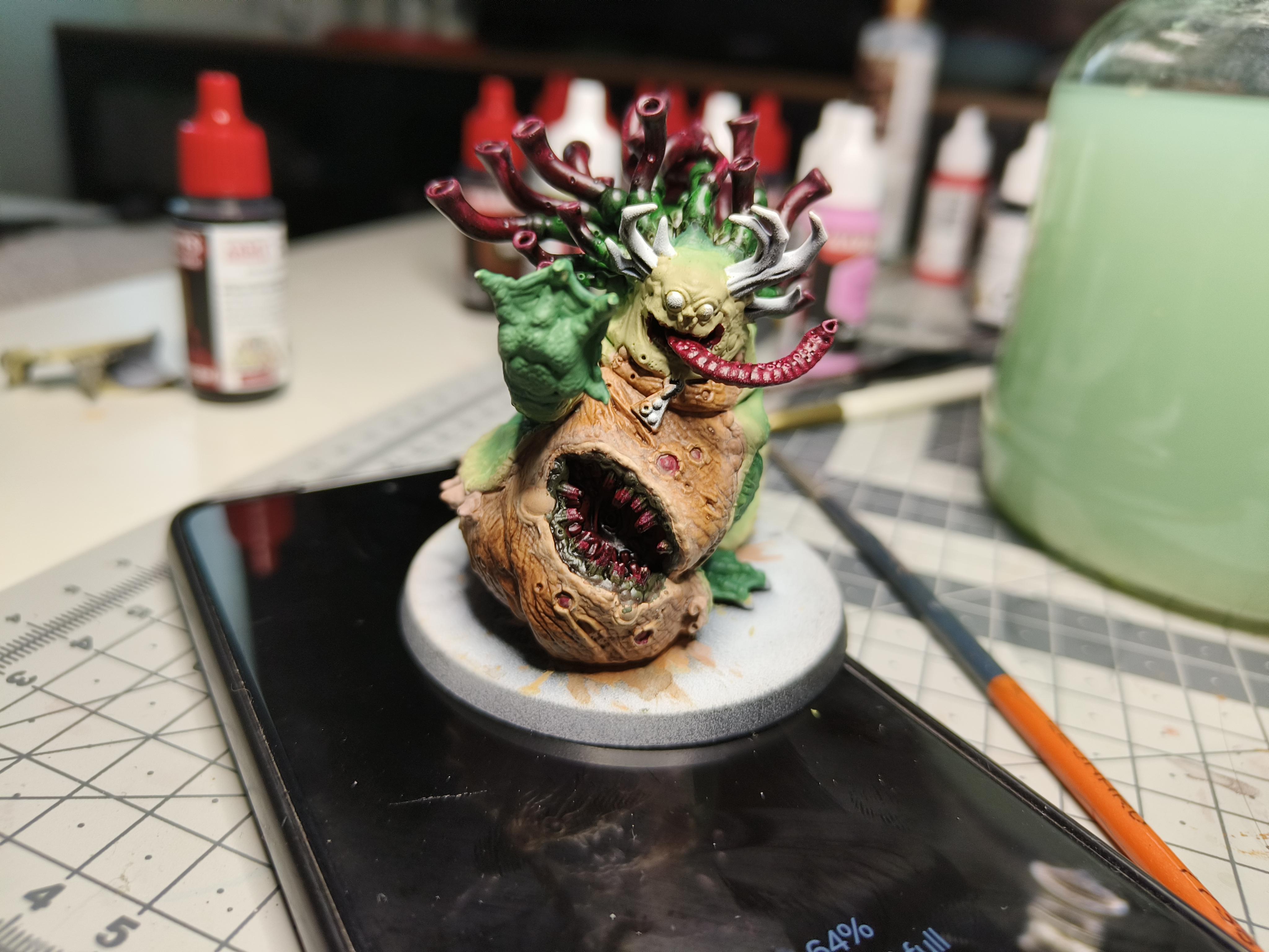 WIP Beast of Nurgle. I don't like the belly base paintwork, how would you fix?
