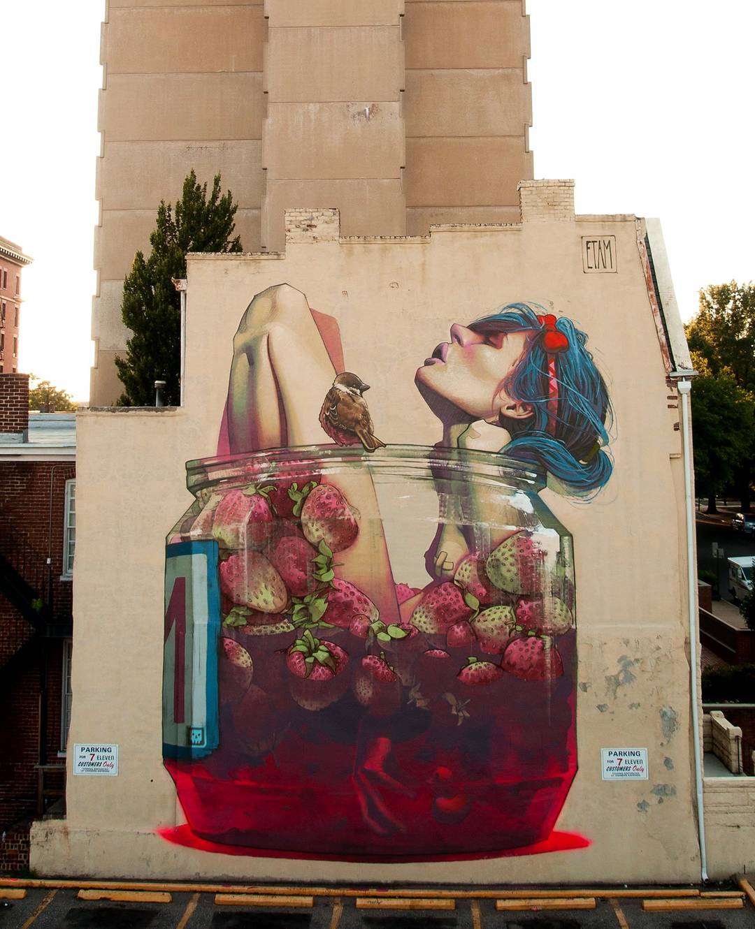 Woman in a jar of strawberries, Richmond VA [1663x2048]