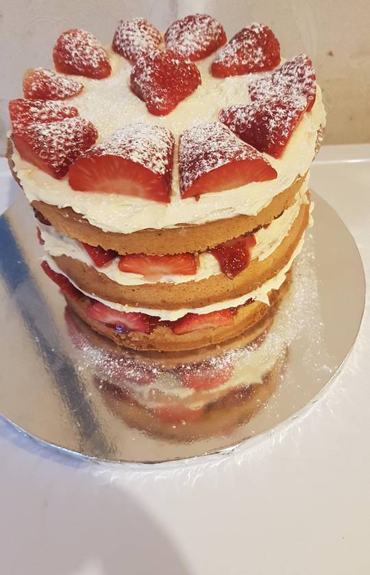 Wonky Strawberry Victoria Sponge with vanilla butter cream