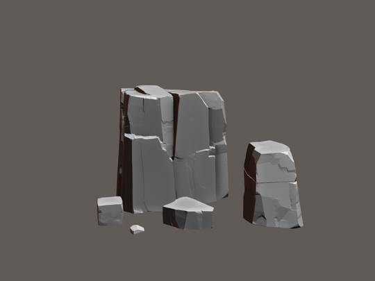 Working on a stylized rock's asset pack for unity, just finished the sculpt