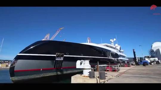 Yacht PREDATOR hauled out on syncrolift at La Ciotat Shipyard, France, 2014. [gifv][728x404]