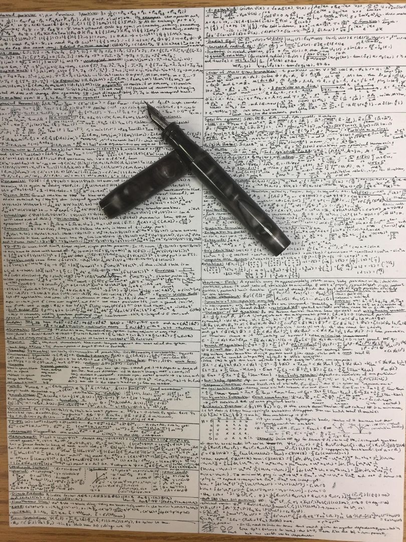 “You can use one page of notes on the final exam” featuring a needlepoint nib and a strong sense of desperation