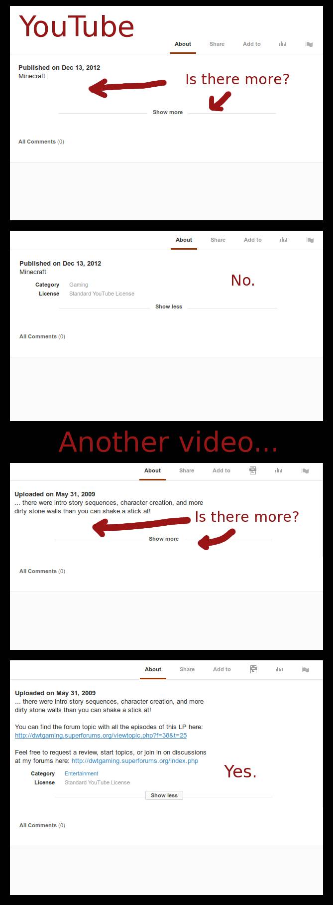 YouTube's redesign has introduced this frustrating little guessing game. Why can't they just use an ellipsis to indicate truncation?