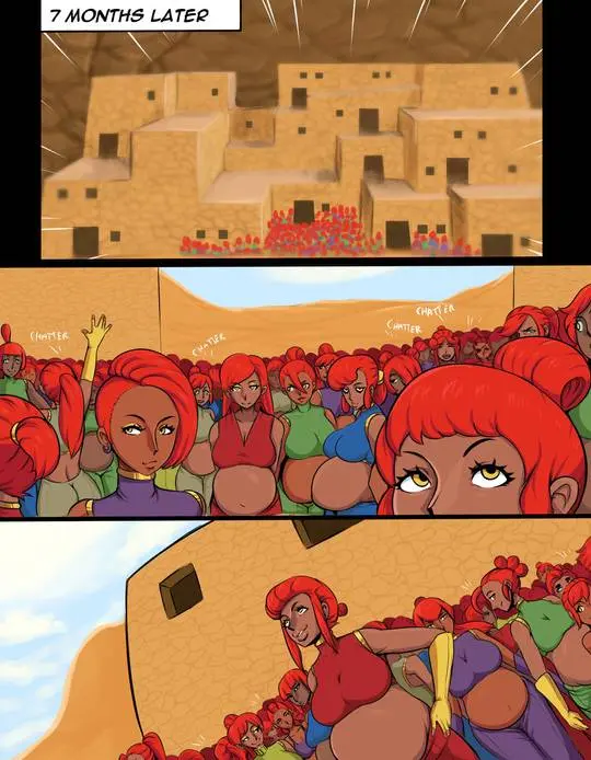 Link and a busty redhead Gerudo Queen in an interracial bwc impregnation doujinshi.