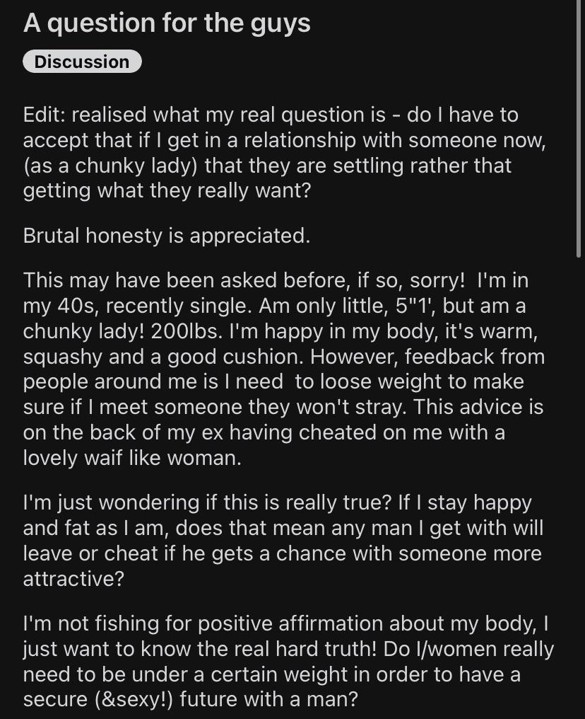 5 1 200 Pounds And In Her 40s Does She Have To Settle Scrolller 5-1-200-pounds-and-in-her-40s-does-she-have-to-settle-scrolller