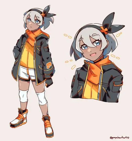 Bea from ChurchofBea with a cute smile, wearing a black leather jacket with orange accents and white shorts