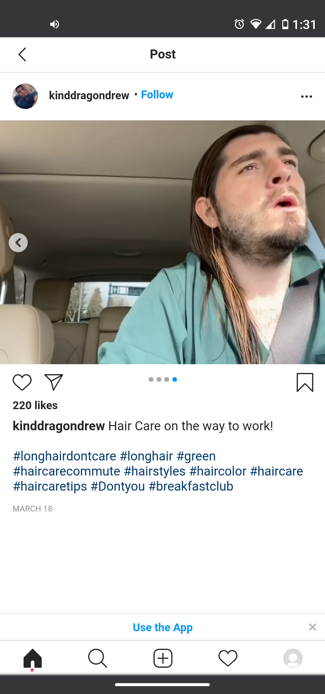 A douchebag and his "Hair Care" Scrolller