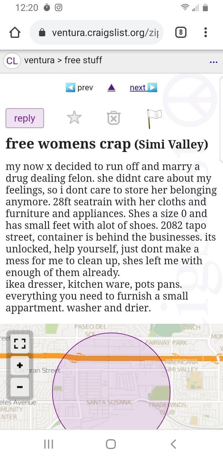 A really cool guy has some free things on Craigslist, and you'll never