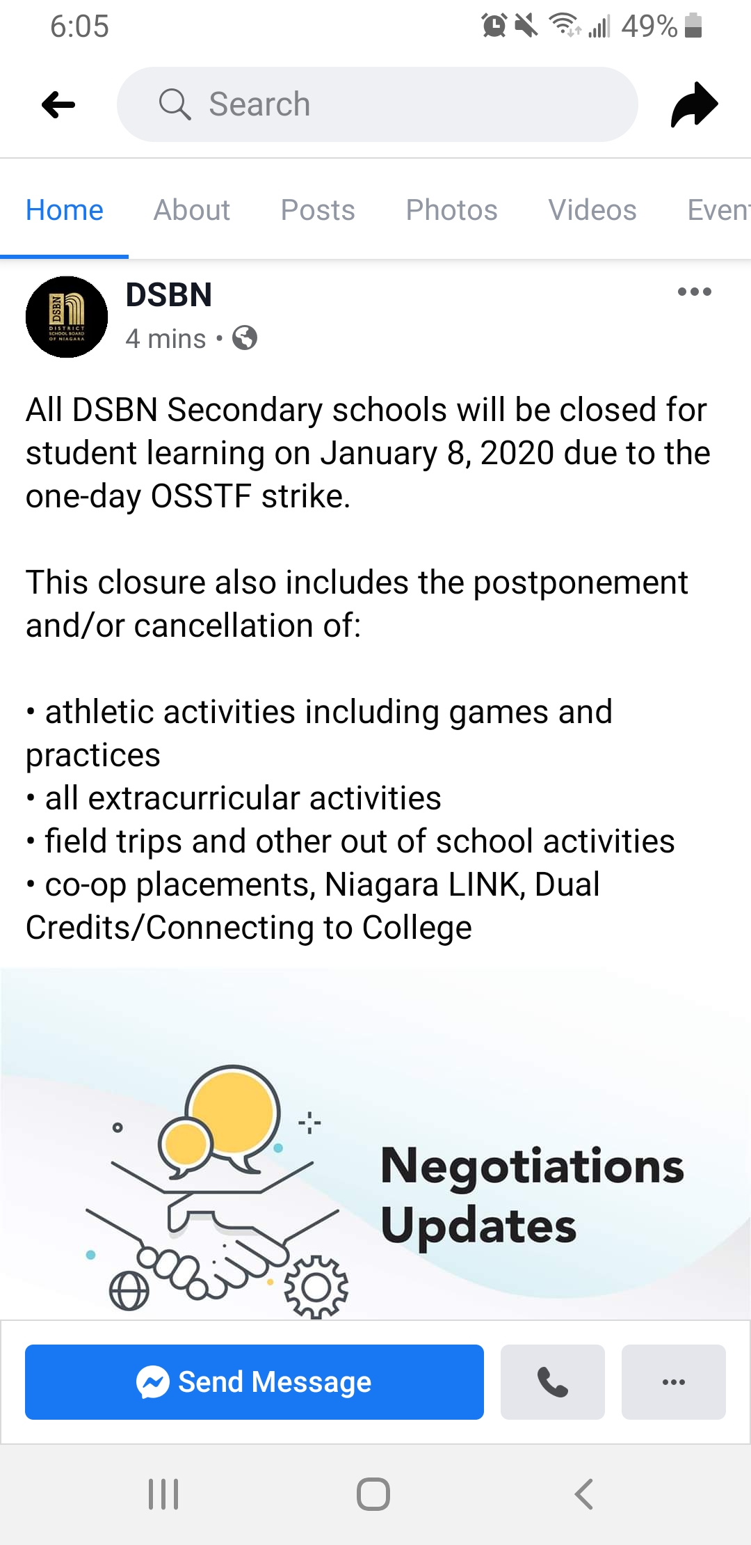 All DSBN Secondary Schools will be closed tomorrow. Scrolller