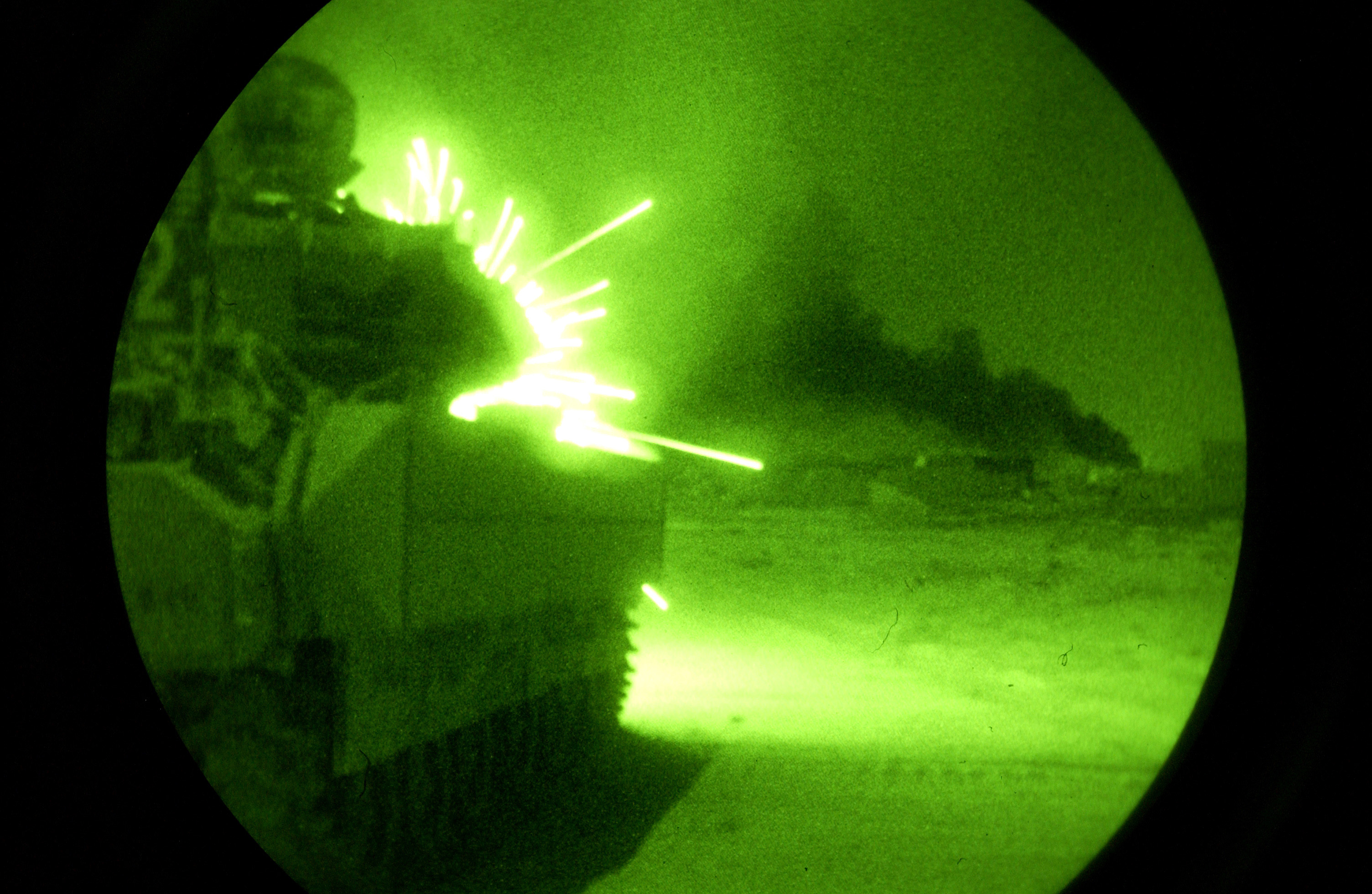 Operation Baton Rouge An Army Bradley Fighting Vehicle opens fire with its 25MM gun on anti ...