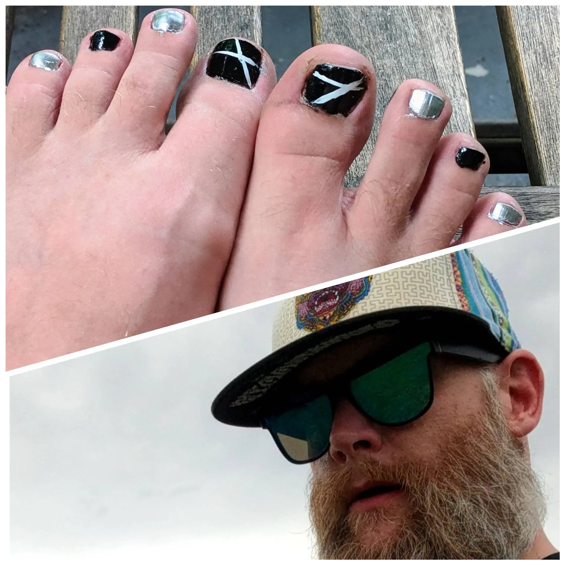 Awkward Toe Baked on the porch watching a storm roll in with a cold beer... Black ...