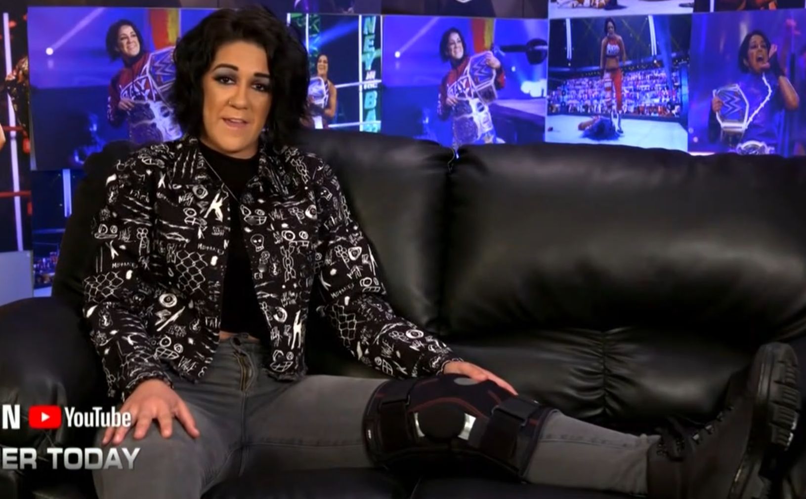 Bayley's legs spread in jeans | Scrolller