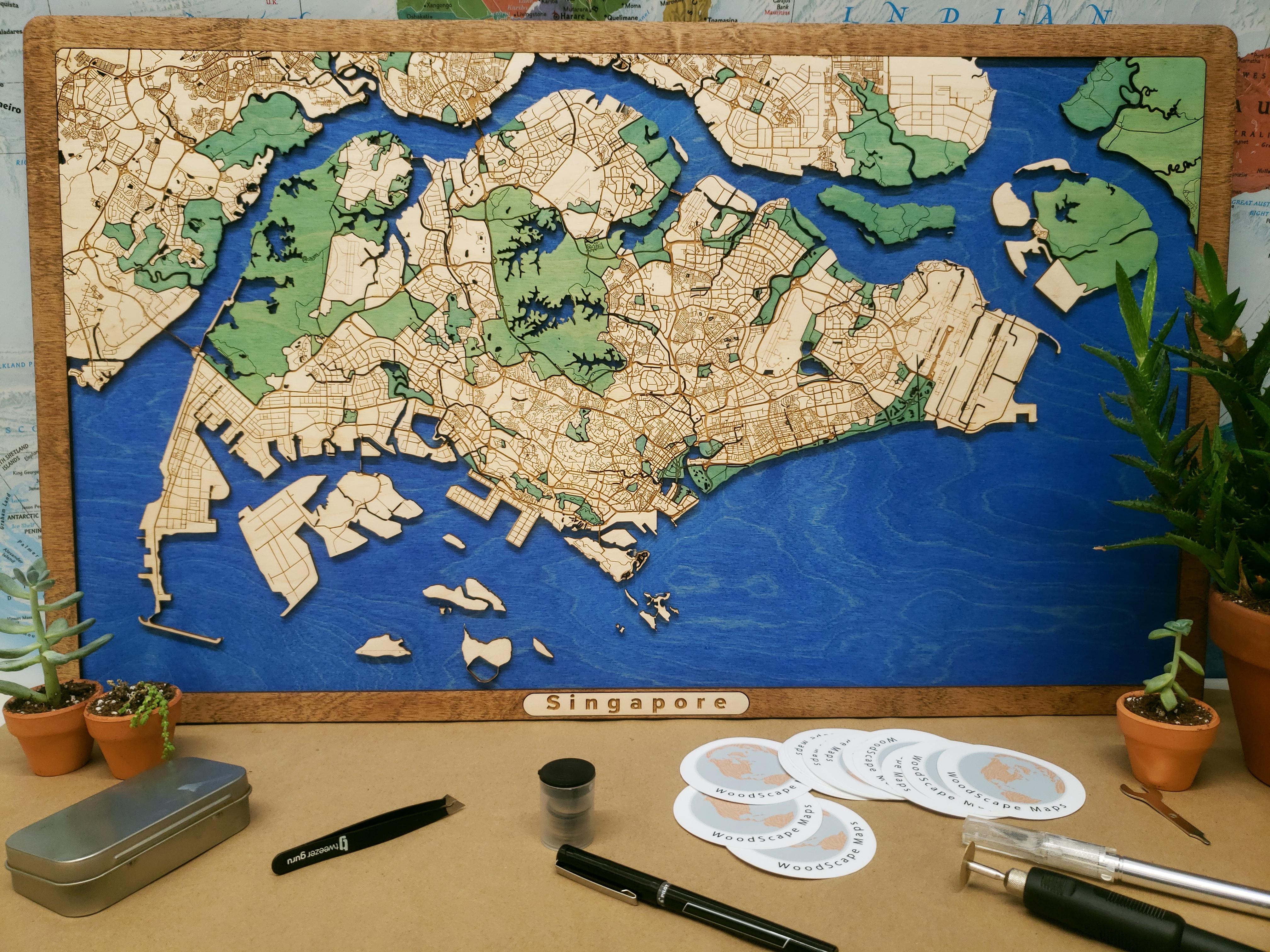 Big wooden map of Singapore = finally complete. | Scrolller