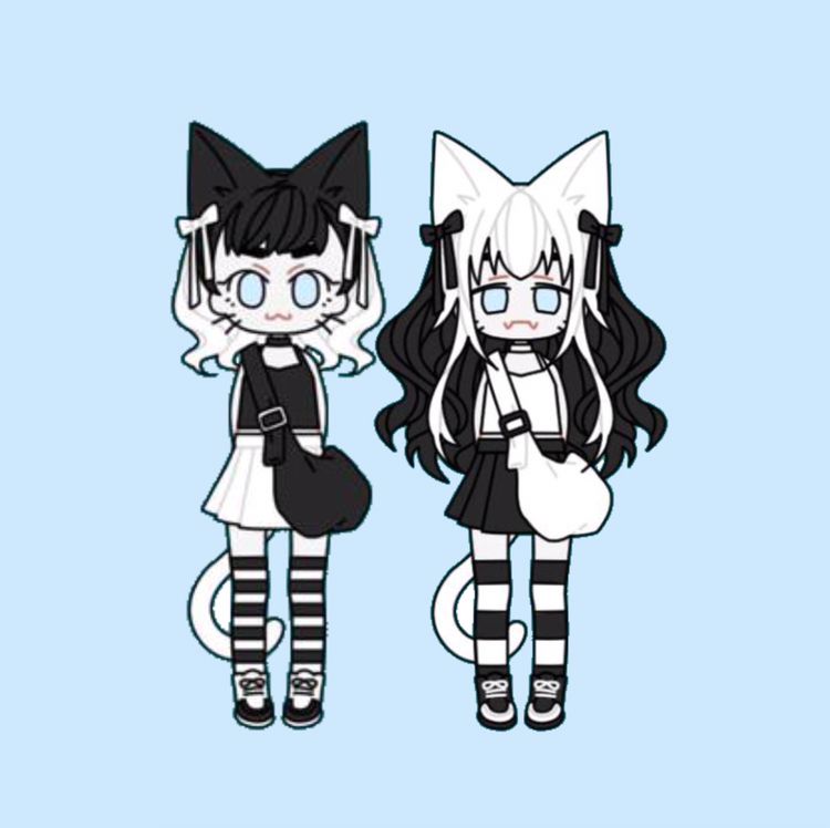 Black and white cat girl sisters. | Scrolller