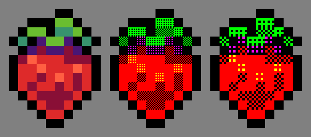 Celeste strawberry in 3 bit color | Scrolller