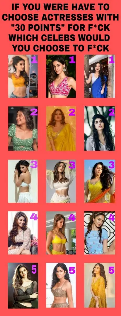 Bollywood actresses and desi girls in sarees and cropped tops in a point-based choice meme.