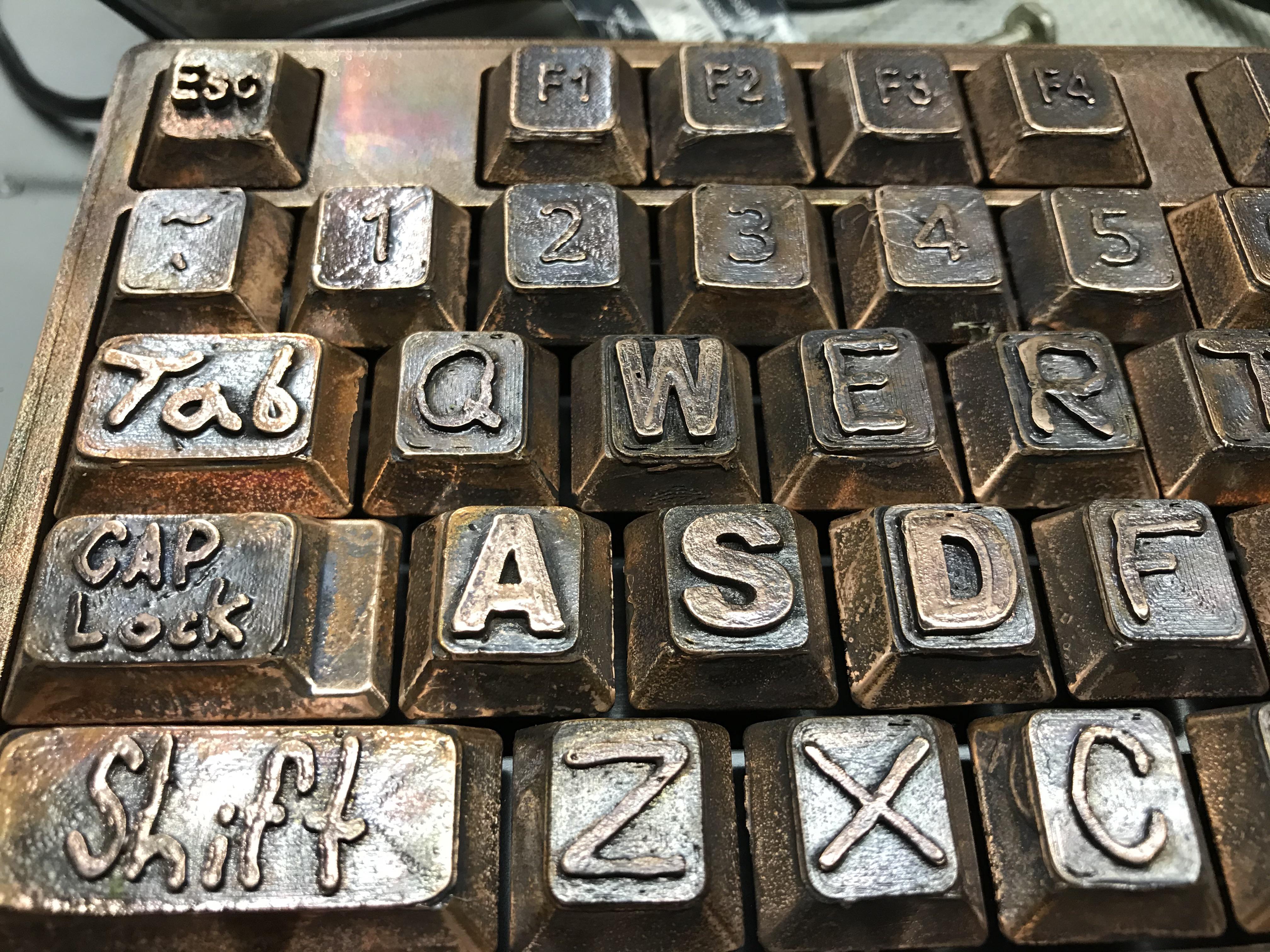 Copper KeyCaps — custom font set (hand drawn), 3D printed (type face ...